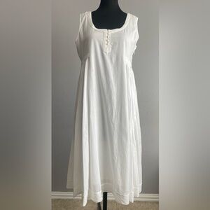 Anokhi White Sleeveless Prairie Dress Size Large 100% Cotton